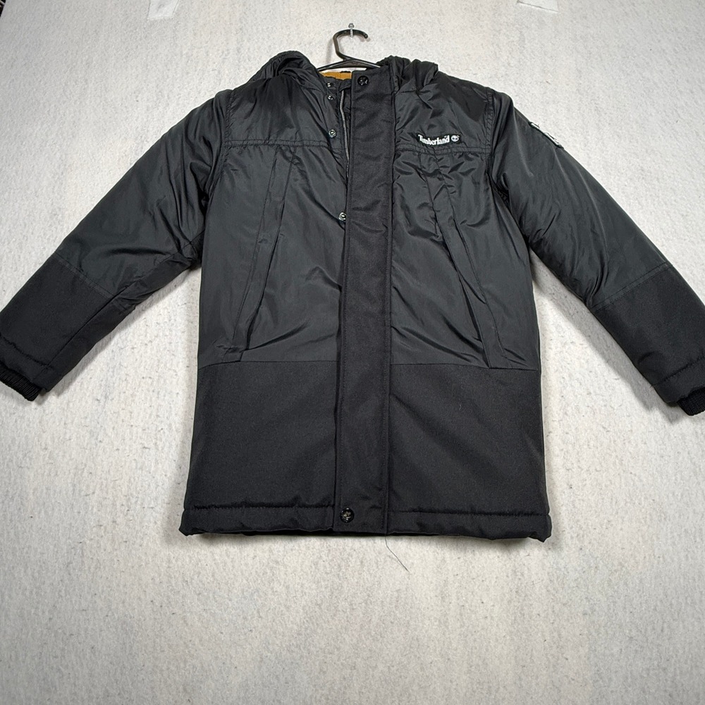 Timberland Kids Black Hooded Parka Jacket Puffer Coat Size XS 5/6